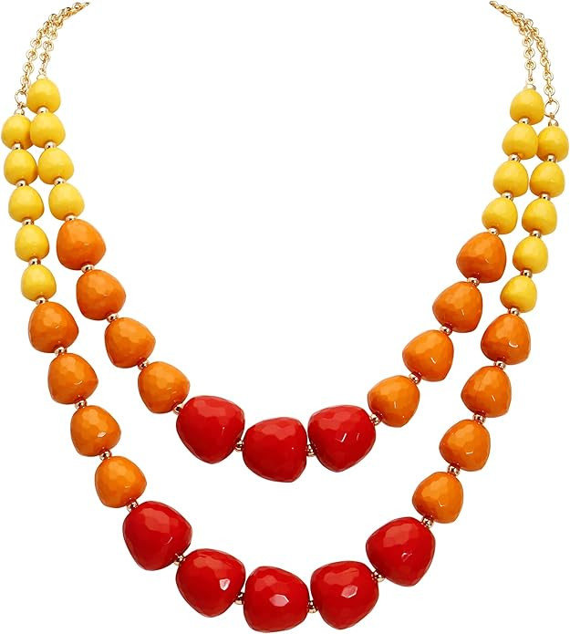 Coiris Statement Chunky Multi Strand Colorful Beaded Necklace African Acrylic Large Strawberry Be... | Amazon (US)