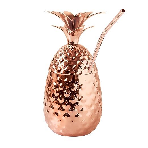 OGGI Stainless Steel Pineapple Cup with Straw & Lid- 12oz Copper Plated Metal Pineapple, Bar Acce... | Amazon (US)