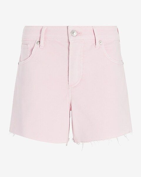 Mid Rise Pink Covered Button Fly Boyfriend Jean Shorts | Express
