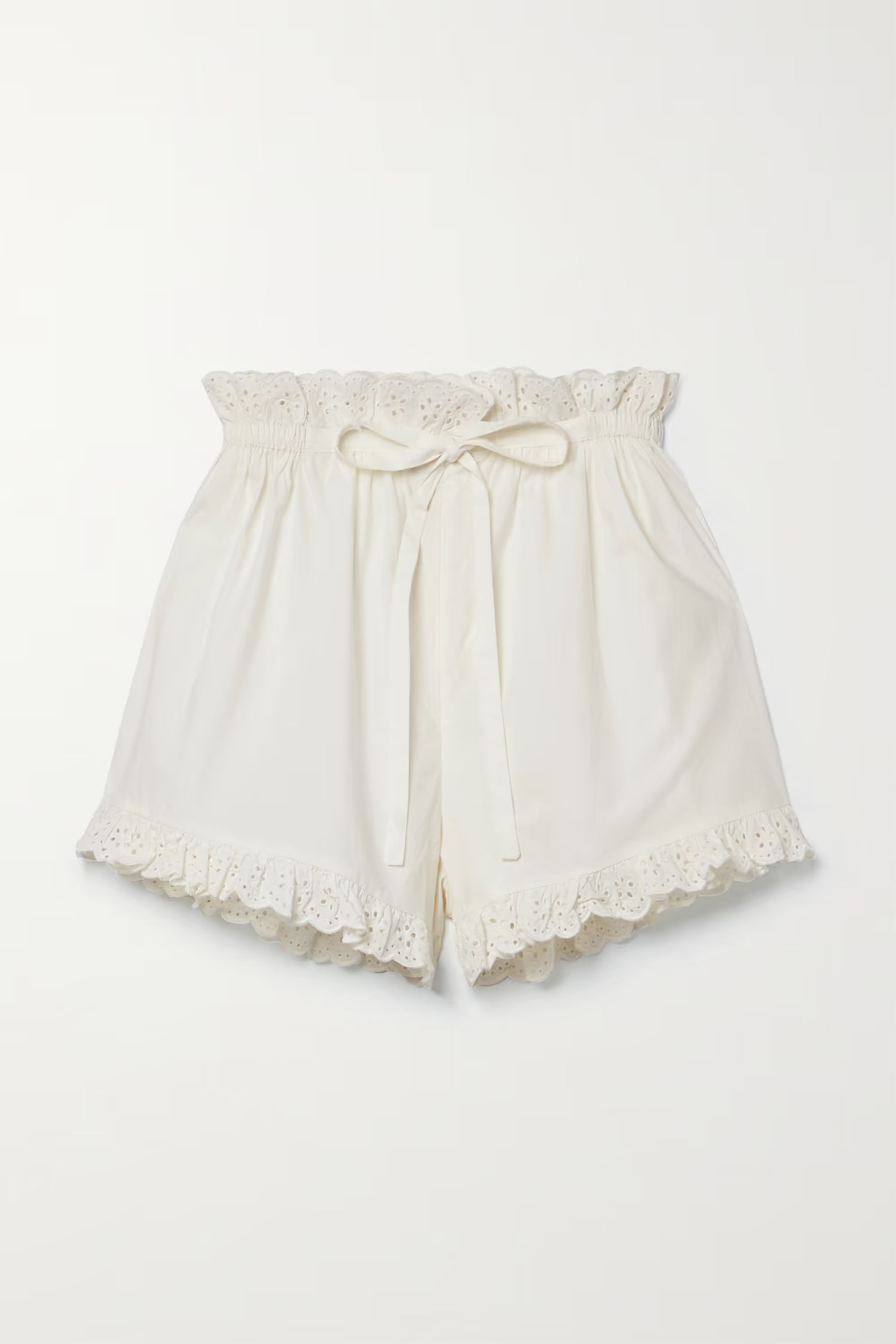 + NET SUSTAIN Enna broderie anglaise-trimmed organic cotton-poplin pajama shorts | NET-A-PORTER (UK & EU)