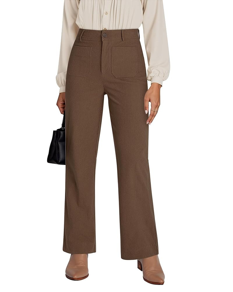 GRAPENT Corduroy Pants Women High Waisted Wide Leg Trendy Patch Pocket Fall Winter Dressy Casual ... | Amazon (US)