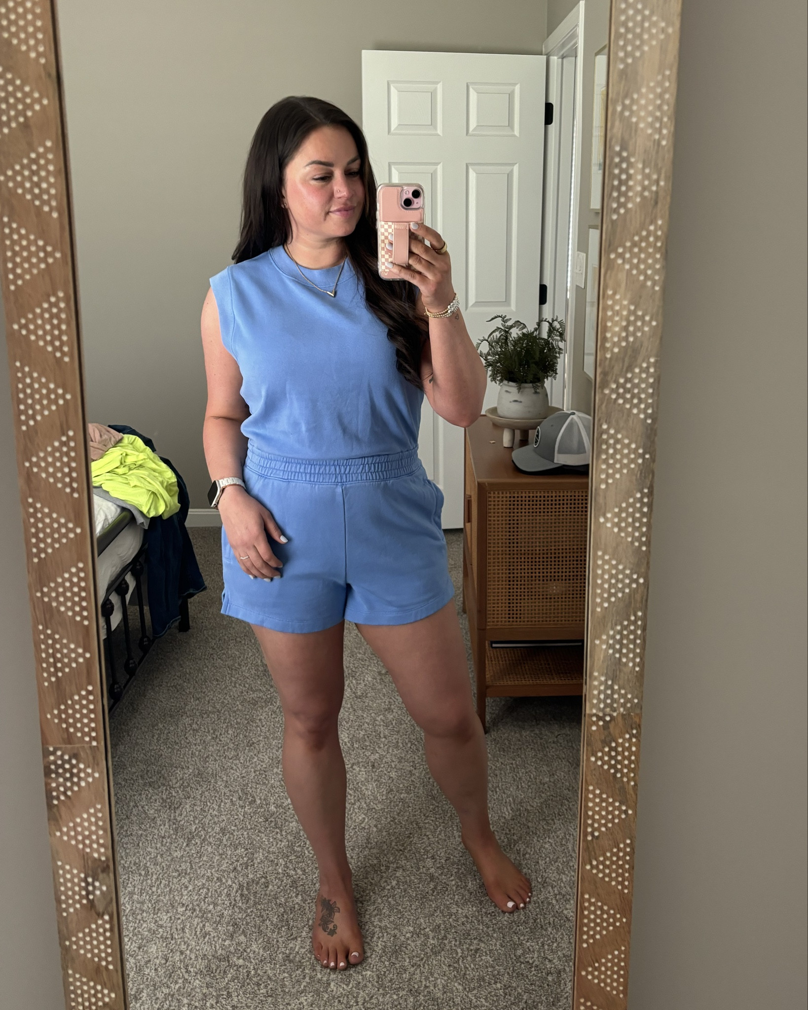 Super comfy romper! I feel like it would make a cute bagging suit cover up too. Sooo soft & the color is even better in person  

I’m wearing a medium 

#LTKActive #LTKMidsize #LTKSwim