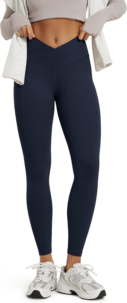ODODOS Women's Buttery Soft Cross Waist Leggings, 25" / 28" Crossover High Rise Lounge Yoga Pants | Amazon (US)