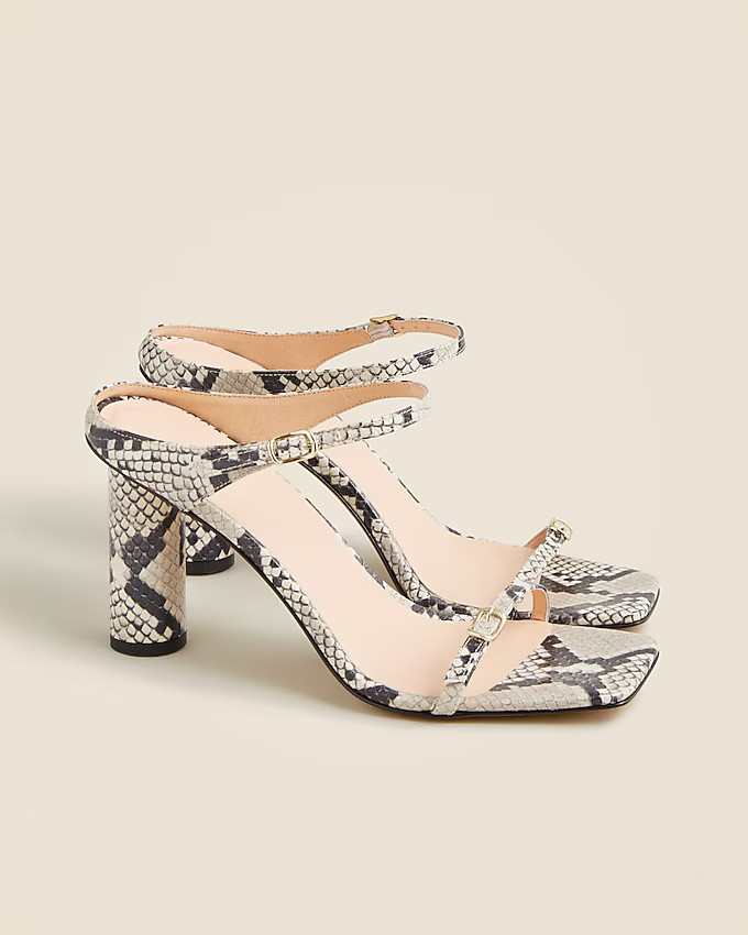 Rounded-heel sandals in snake-embossed leather | J. Crew US