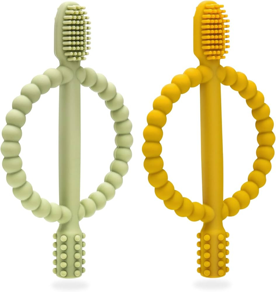 Baby Teething Toys with Easy-Hold Handle, Silicone Infant Toothbrush, Textured On Both Sides Help... | Amazon (US)