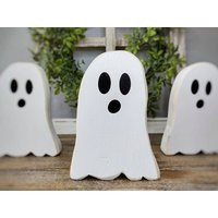 Wooden Ghosts, Halloween Decor, Tiered Tray Chunky Wood Ghost, Shelf Sitter | Etsy (US)