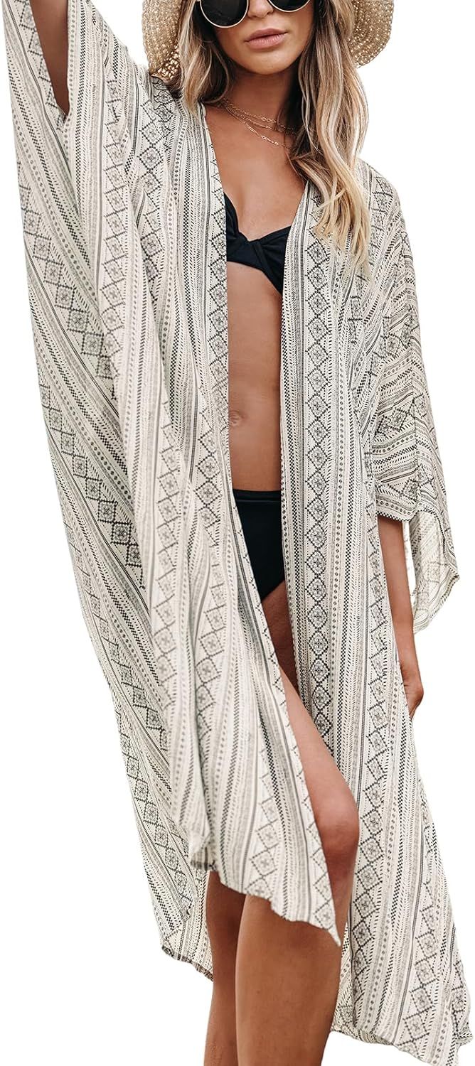 CUPSHE Women's Kimono Cover Up Swimwear Ethnic Mid Cardigan Beach Summer 2024 | Amazon (US)