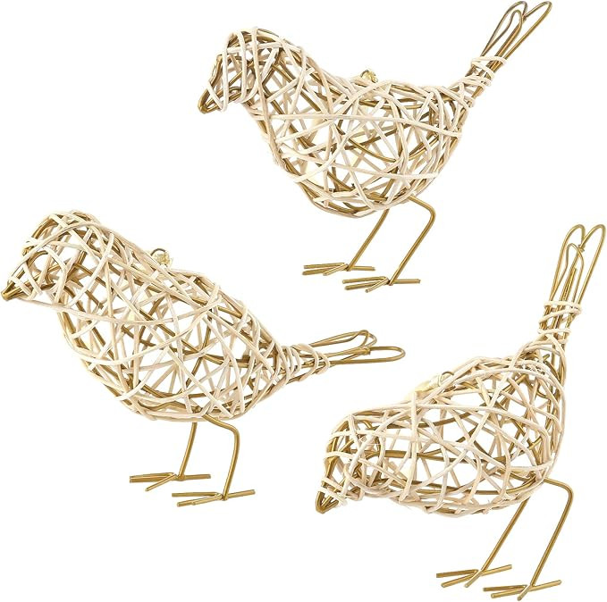 Set of 3 Handmade Bird Statue Home Decor,Metal Bird Figurine Rustic Table Decor, Hanging Metal Bi... | Amazon (US)