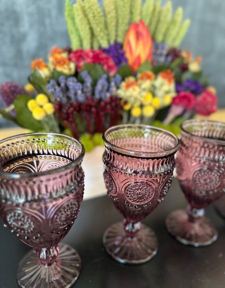 Pretty goblets make for pretty tablescapes. These are perfect for Thanksgiving, Christmas and New Year’s Eve dinner parties! They come in multiple colors. #goblets #dinnerparties @walmart 

#LTKhome #LTKSeasonal #LTKHoliday