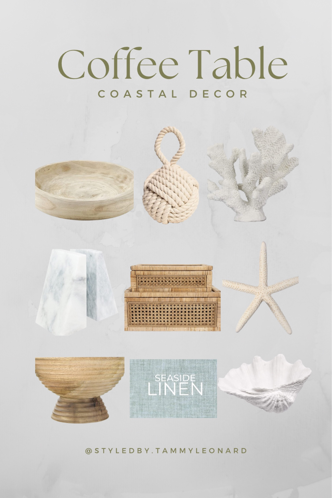Shop this coffee table styling guide to create the cozy coastal home of your dreams! Decorative bowls, shells, coral, and coastal books all make a pretty coffee table top. 

#LTKunder50 #LTKGiftGuide #LTKhome