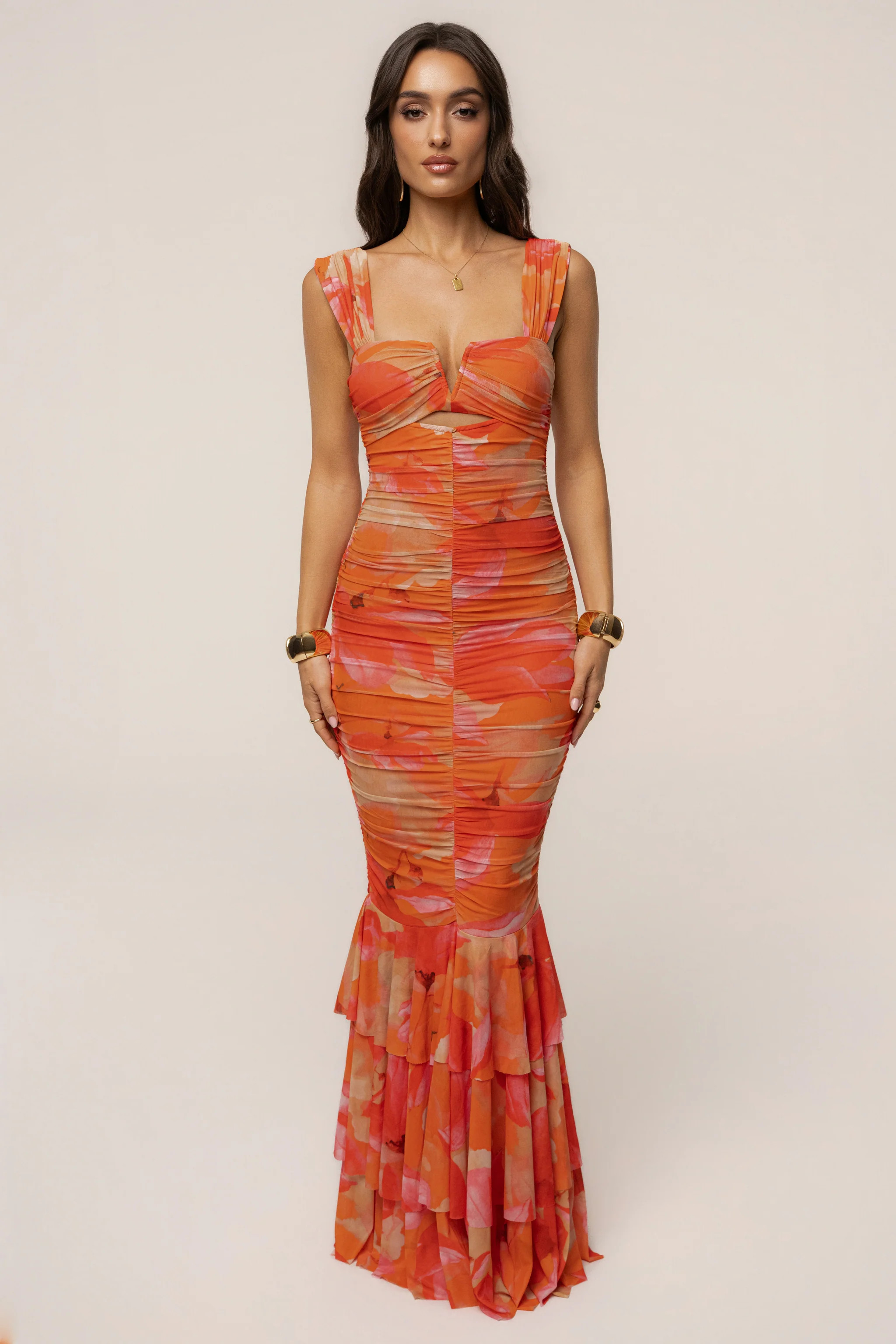 Orange Petal Radiance Maxi Dress | JLUXLABEL US