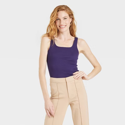 Women's Slim Fit Square Neck Tank Top - A New Day™ | Target