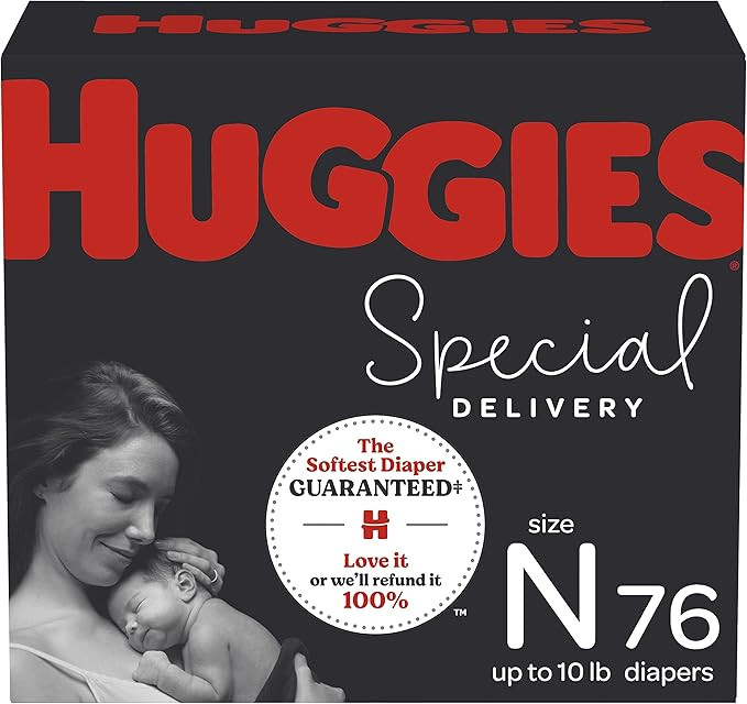 Hypoallergenic Newborn Baby Diapers, 76 Ct, Huggies Special Delivery, Softest Diaper, Safe for Se... | Amazon (US)
