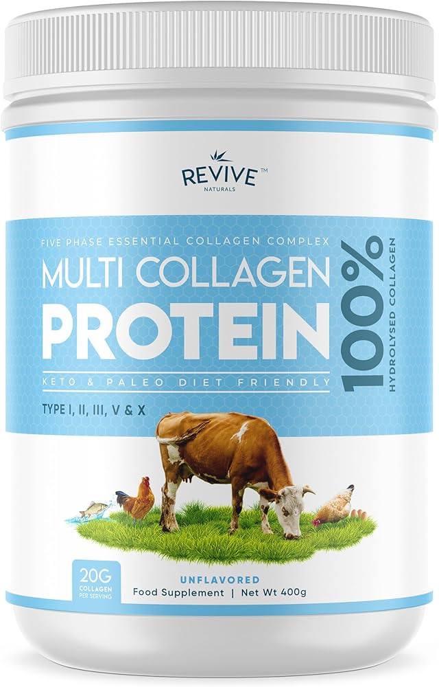 Multi Collagen Protein Powder 400g - Types I, II, III, V & X - Hydrolyzed Grass Fed Bovine, Wild ... | Amazon (UK)