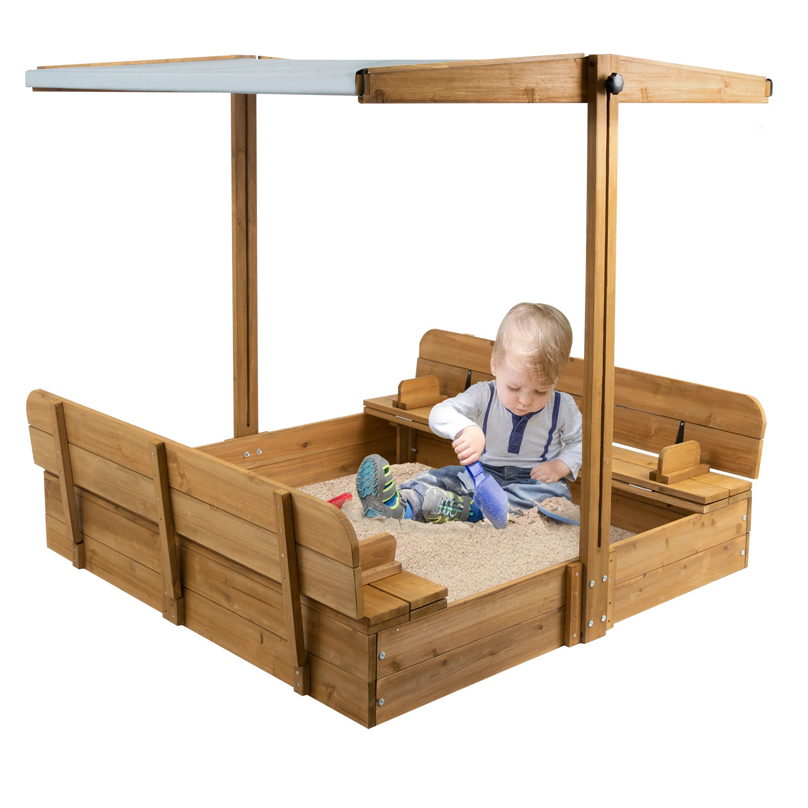 47" X 47" Solid Wood Sandbox With Cover | Wayfair North America