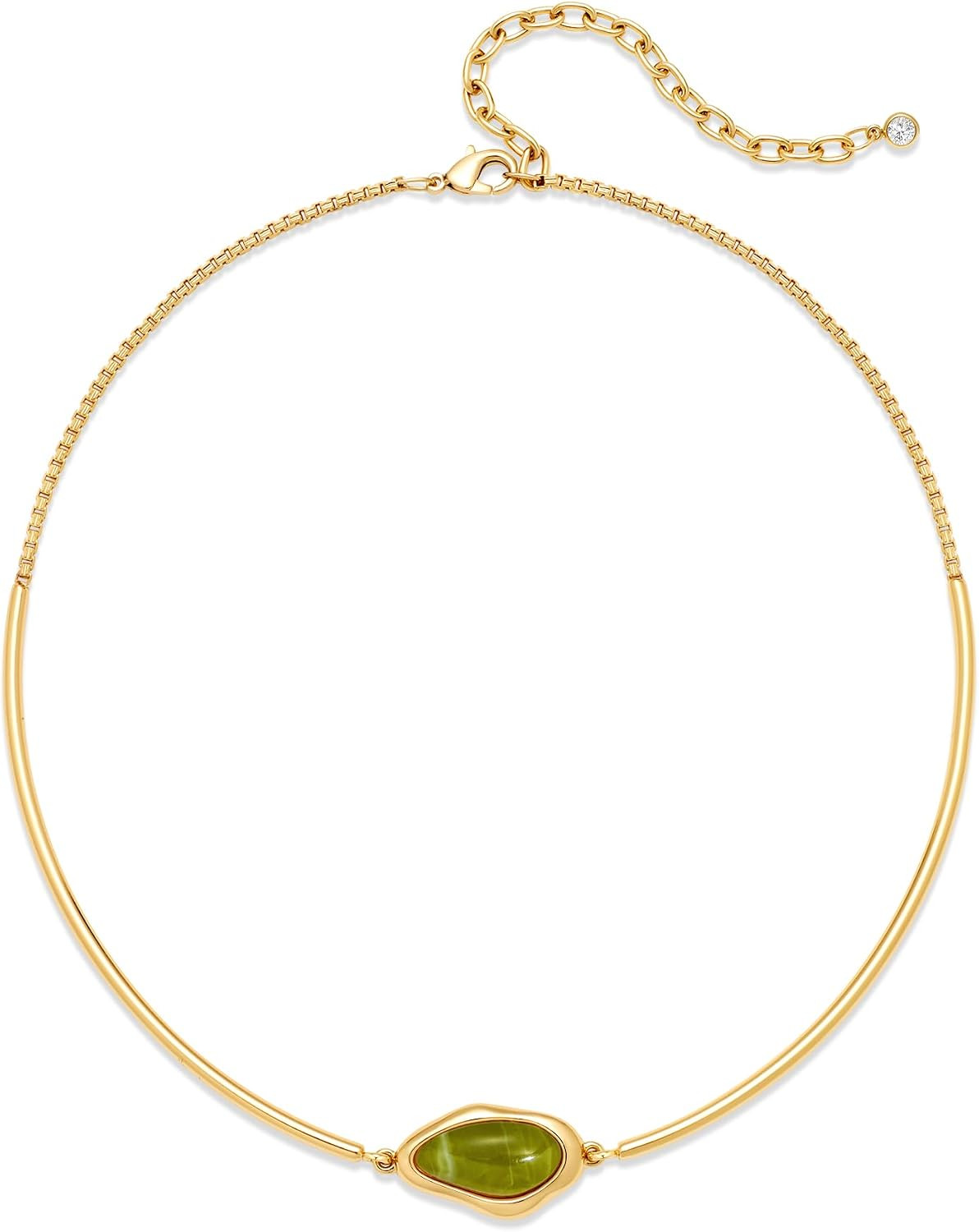 WOWORAMA Gold Choker Collar Necklace with Blue Green Red White Charms | Amazon (US)
