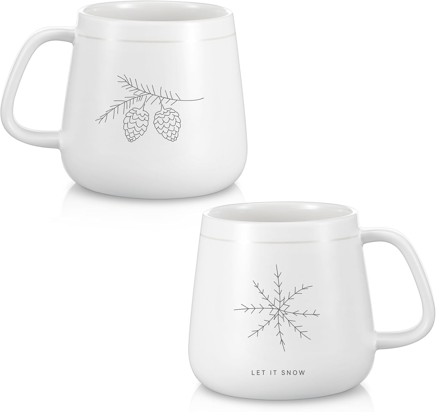 2 Pcs Winter Snowflake White Christmas Tree Mug Minimalist Winter White Mugs for Family Christmas... | Amazon (US)