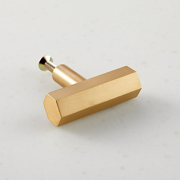 Hex Brushed Brass Bar KnobCB2 Exclusive Purchase now and we'll ship when it's available.    Esti... | CB2