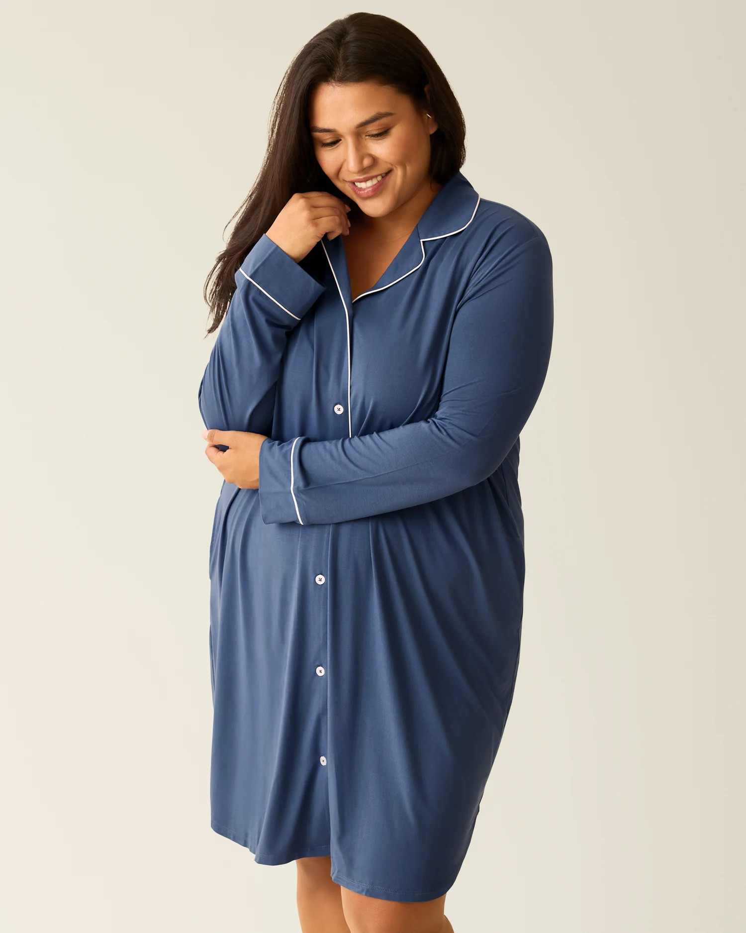 Clea Bamboo Long Sleeve Sleep Shirt | Slate Blue - Kindred Bravely | Kindred Bravely