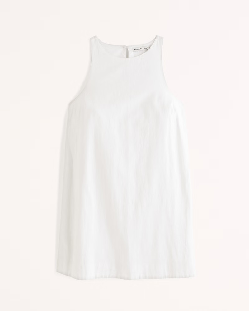 High-Neck Linen-Blend Mini Dress | Abercrombie & Fitch (US)