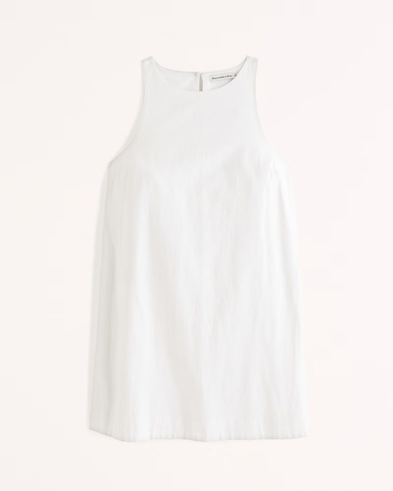 High-Neck Linen-Blend Mini Dress | Abercrombie & Fitch (UK)