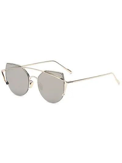 Gold Crossbar Cat Eye Mirrored Sunglasses For Women | ZAFUL (Global)