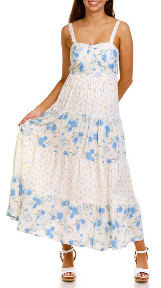 No Comment Juniors Floral Tiered Maxi Dress | Bealls