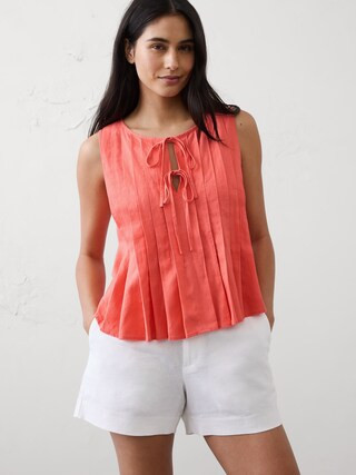 Linen-Blend Two-Tie Swing Top | Banana Republic Factory