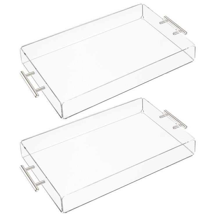 mDesign Acrylic Rectangular Serving Tray with Handles - 2 Pack | Target