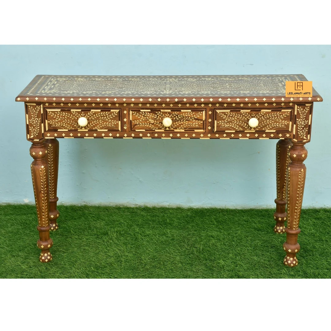 Wood Bone Inlay 3 Drawer Console Table - Etsy | Etsy (US)
