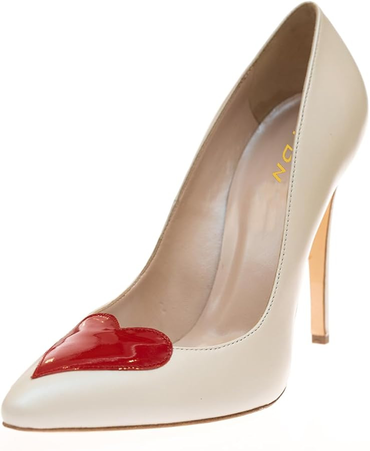 YDN Women Heart Shaped Pumps Two Tone Slip On Stiletto High Heels Closed Pointed Toe Dress Shoes ... | Amazon (US)