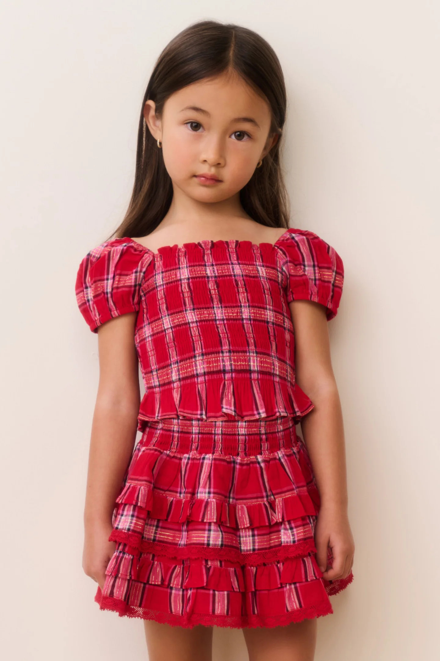 Little Girls Fabielle Tartan Top | LoveShackFancy