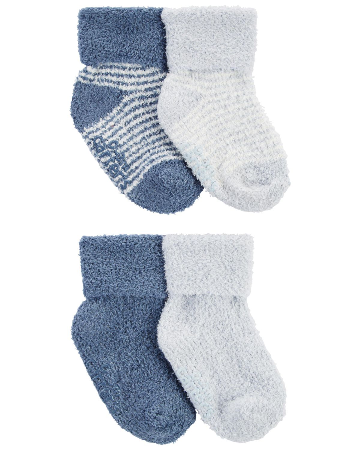 Blue Baby 4-Pack Foldover Chenille Booties | carters.com | Carter's