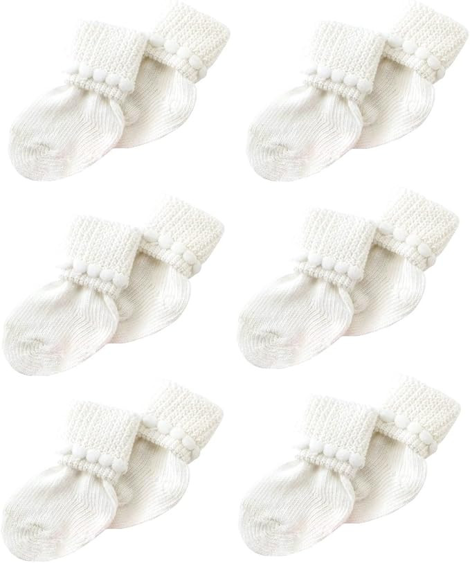 Newborn Baby Boy & Girl Socks by Nurses Choice - Includes 6 Pairs of Cotton Socks | Amazon (US)
