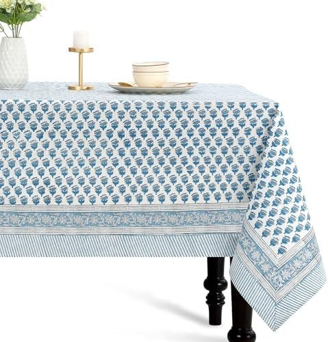 CPC Tablecloth 100% Cotton 60x60 Inch Indian Block Print Square Table Cover, Table Cloth for Wedd... | Amazon (US)
