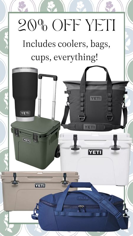 20% off Yeti products!! Includes cups, coolers, bags, everything - use code GRAVY. 

I’ve been searching everywhere for a sale on a rolling cooler from Yeti and finally found one! Just bought it for my dad for Christmas. Great price and quick shipping! 

Duffel bag, yeti cup, coffee cup, cooler, portable cooler, gifts for men, men’s gift guide, gifts for dad, grandfather gifts, father-in-law gift ideas, Christmas gift, holiday gifts 

#LTKsalealert #LTKCyberWeek #LTKmens