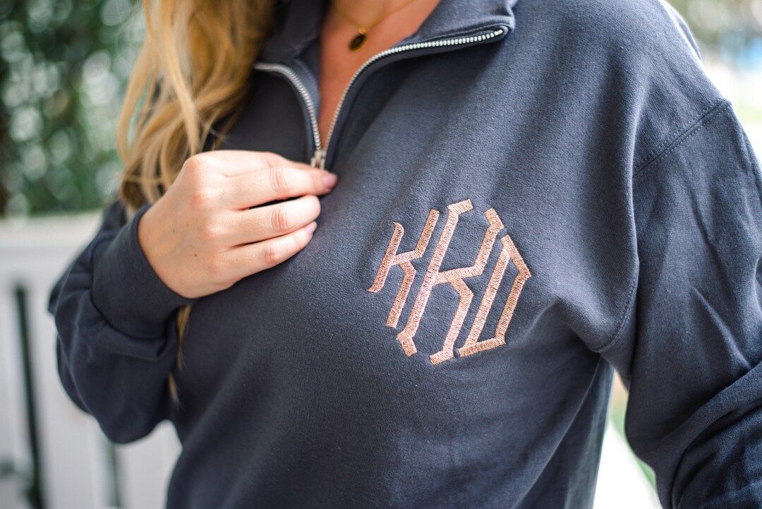 Quarter Zip Monogram Sweatshirt Monogram Pullover Monogram - Etsy | Etsy (US)