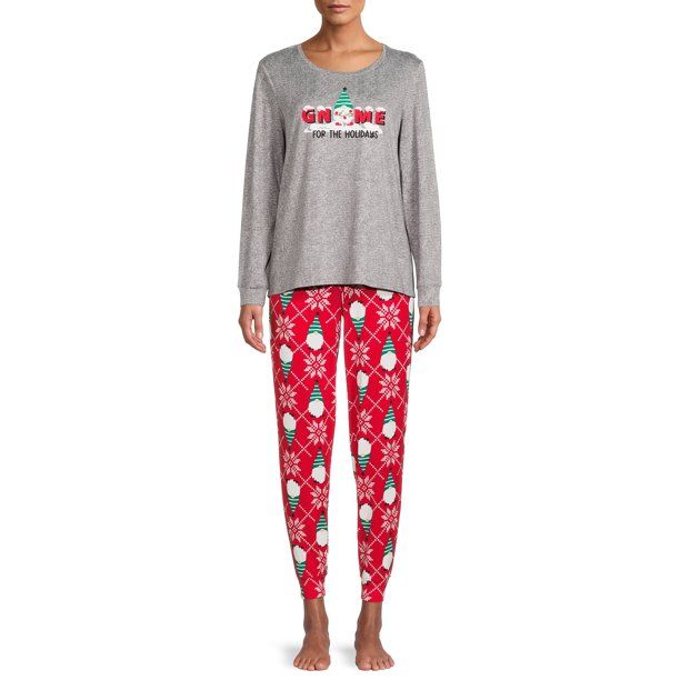 Secret Treasures Women's and Women's Plus Long Sleeve Shirt and Joggers Pajama Set, 2-Piece - Wal... | Walmart (US)