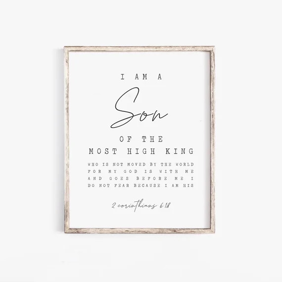 I Am the Son of a King Print2 Corinthians 6:18 Scripture - Etsy | Etsy (US)