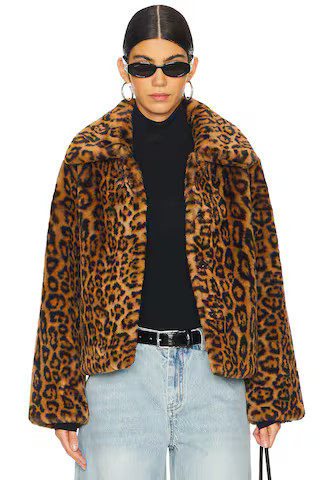 Apparis Elis Leopard Short Coat in Leopard from Revolve.com | Revolve Clothing (Global)
