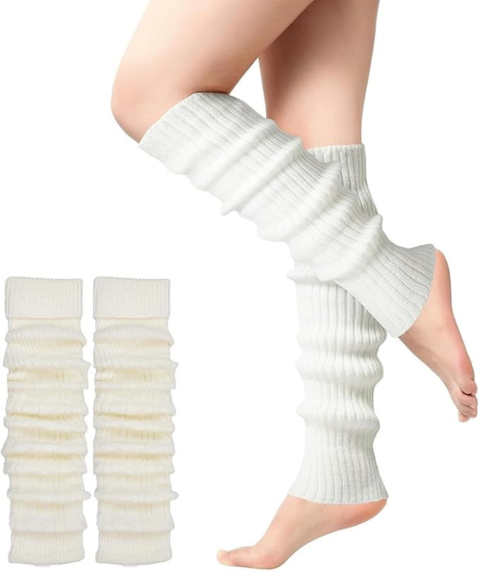 1 pair of Leg Warmer for Women Girls,Black or white Soft Winter Knit Socks Athletic Stretch Knee ... | Amazon (UK)