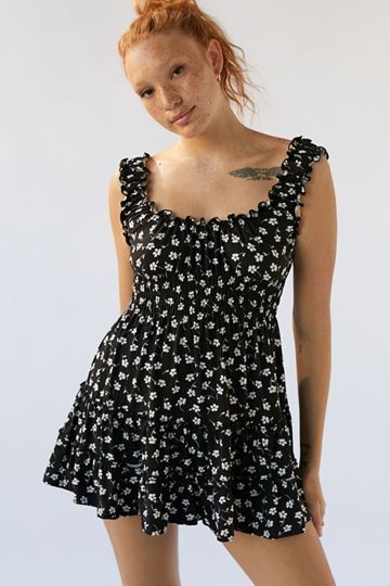 UO Lizzy Smocked Floral Mini Dress | Urban Outfitters (US and RoW)