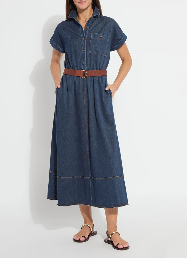Zelda Midi Belted Denim Dress | Lysse NY