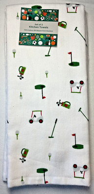KITCHEN TOWELS (2) GOLF CLUBS CART GREEN 70% COTTON 30% RAYON FROM BAMBOO NIP | eBay US