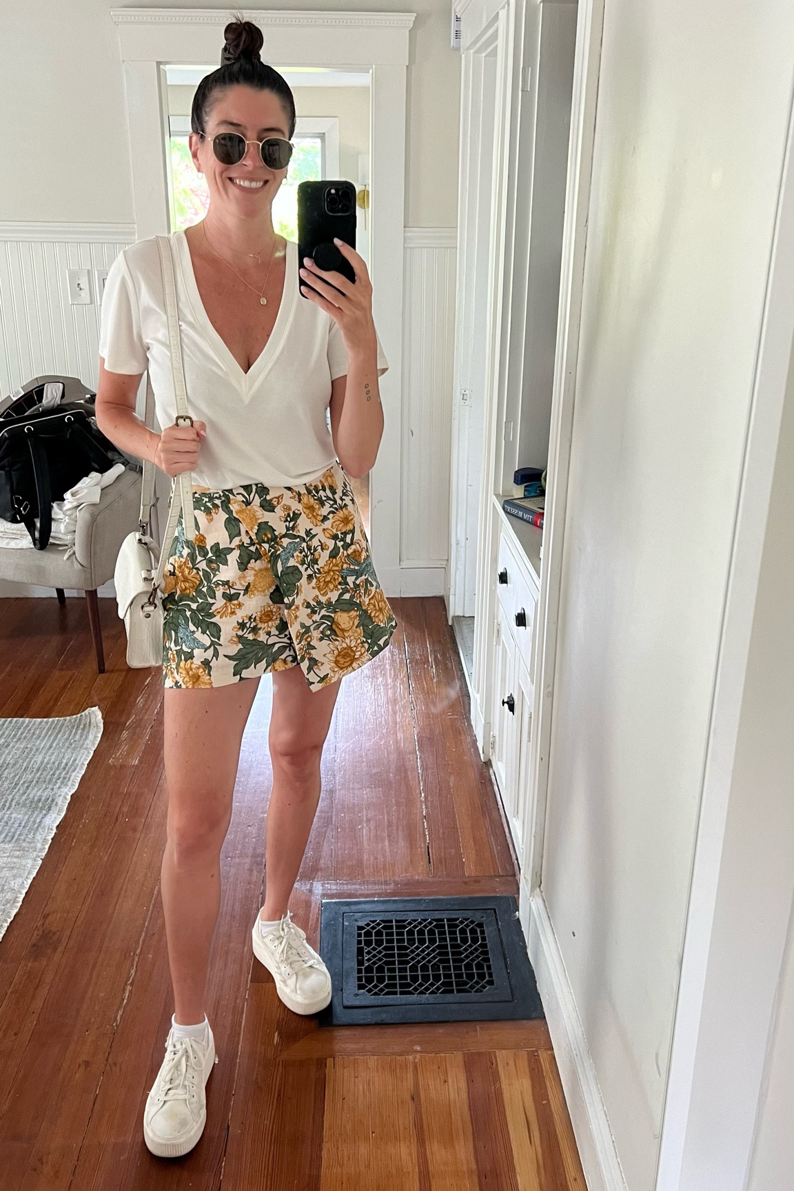 Wearing small white v neck (quality is so good) and small in the floral skort 

#LTKSeasonal #LTKFindsUnder100