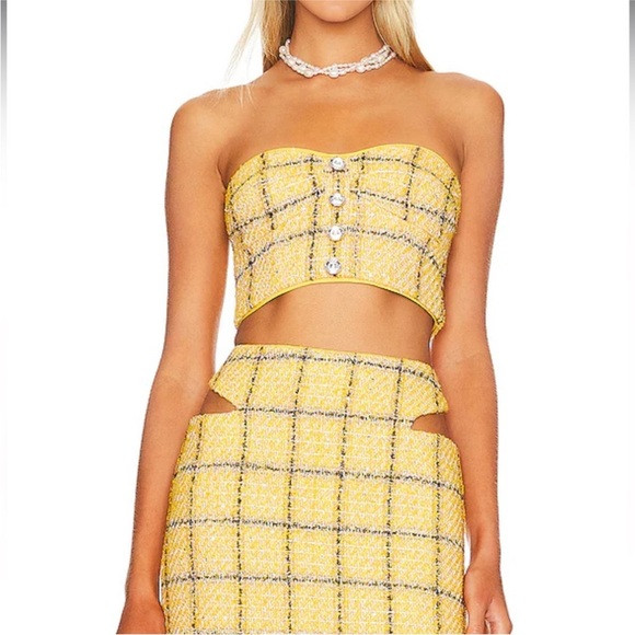 ASSIGNMENT Cady Top in Yellow tube top tweed crop strapless revolve sz M | Poshmark