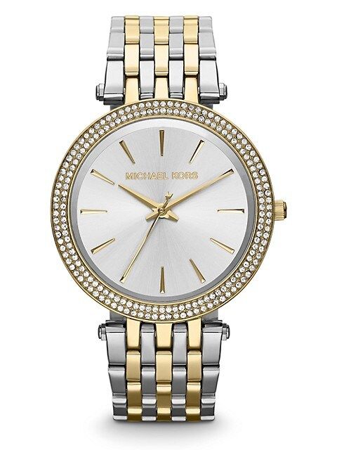 Michael Kors Darci Pavé Two-Tone Stainless Steel Bracelet Watch on SALE | Saks OFF 5TH | Saks Fifth Avenue OFF 5TH