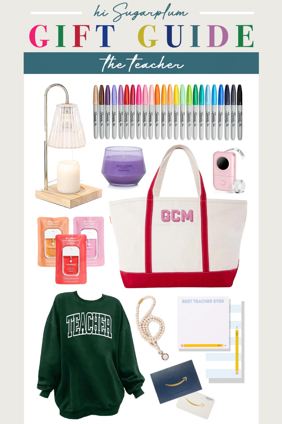 Gift Guide For The Teacher | Hi Sugarplum! #sugarplumstyle #sugarplumgifts #sugarplumgiftguide #giftguide #teacher

#LTKHoliday #LTKFindsUnder100 #LTKGiftGuide