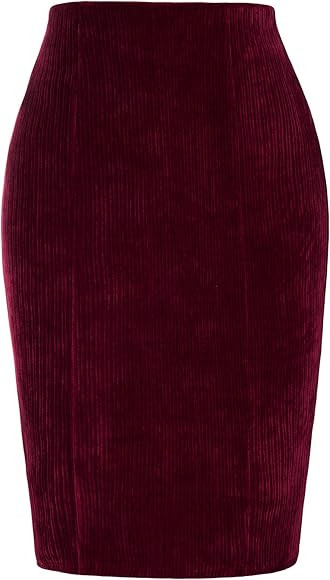 Kate Kasin Womens Knee Length Elastic Waist Stretchy Bodycon Business Pencil Skirt | Amazon (US)