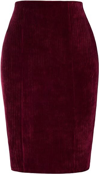 Kate Kasin Womens Knee Length Elastic Waist Stretchy Bodycon Business Pencil Skirt | Amazon (US)